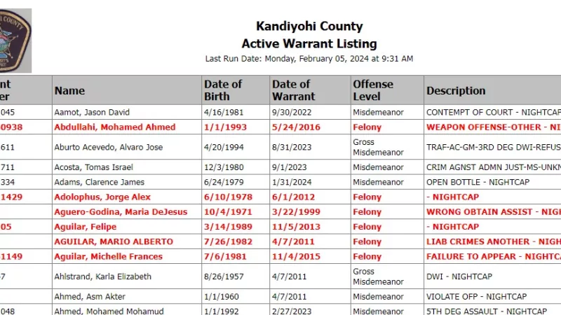 What is the Kandiyohi County Jail Roster?